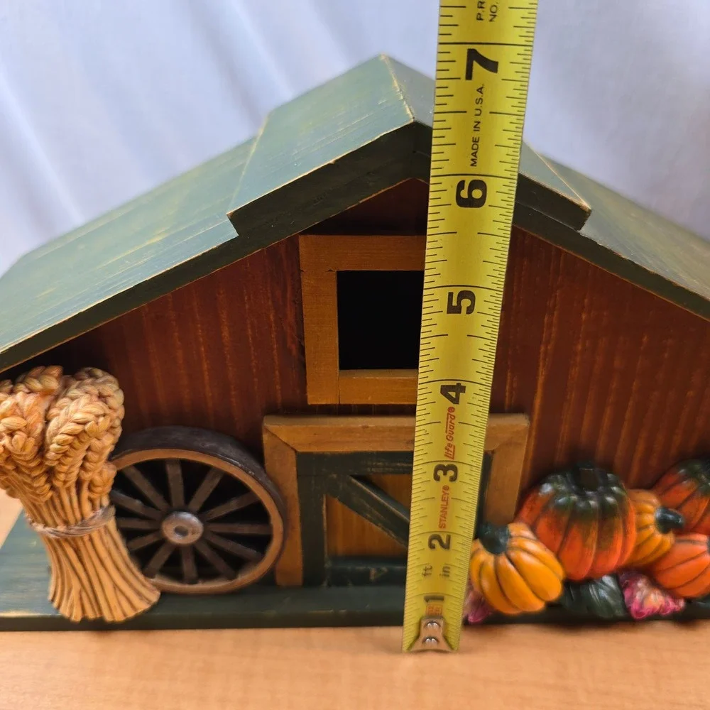 Russ Berrie Wooden House and Pumpkin Thanksgiving Rustic Country Halloween